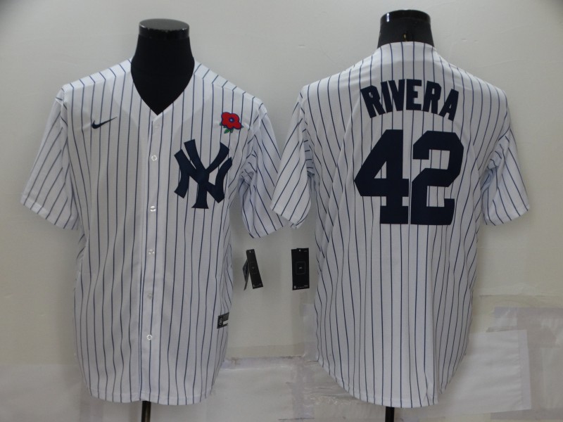 MLB New York Yankees #42 Rivera White Game Jersey
