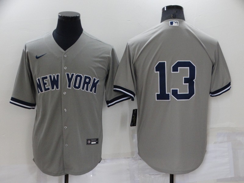 MLB New York Yankees #13 Blank Grey Game Jersey