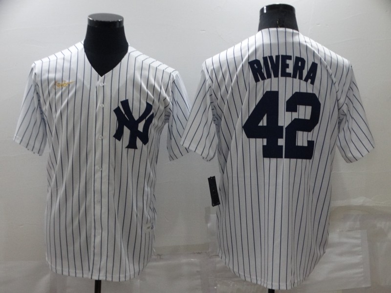 MLB New York Yankees #42 Rivera  White Game Jersey