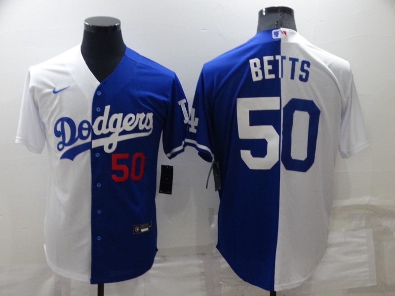 MLB Los Angeles Dodgers #50 Betts Blue White Split Jersey
