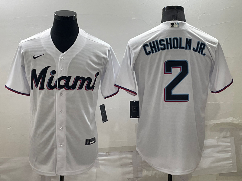MLB Miami Marlins #2 Chisholm JR. White Game Jersey