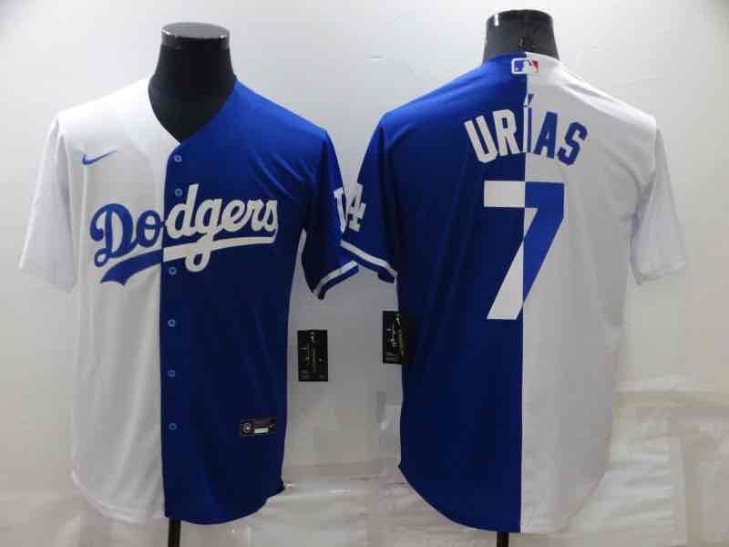 MLB Los Angeles Dodgers #7 Urias Blue White Split Jersey