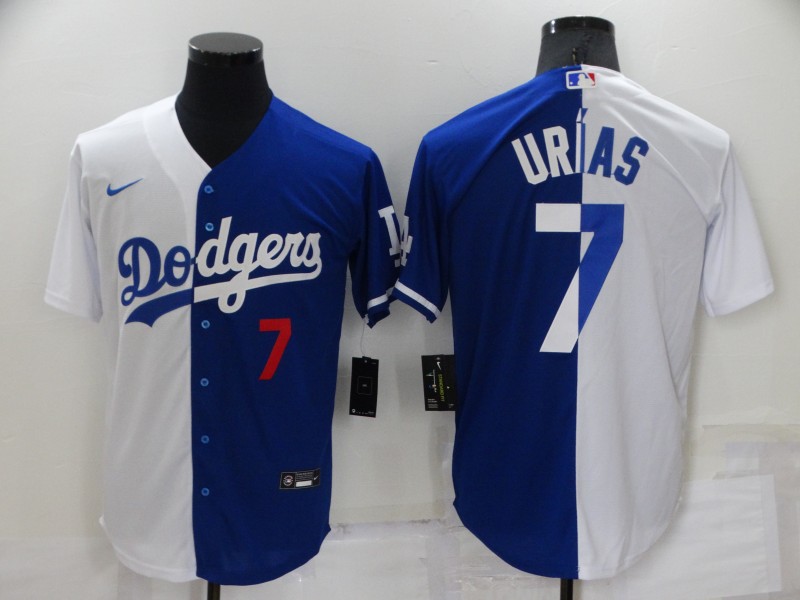 MLB Los Angeles Dodgers #5 Urias Blue White Split Jersey