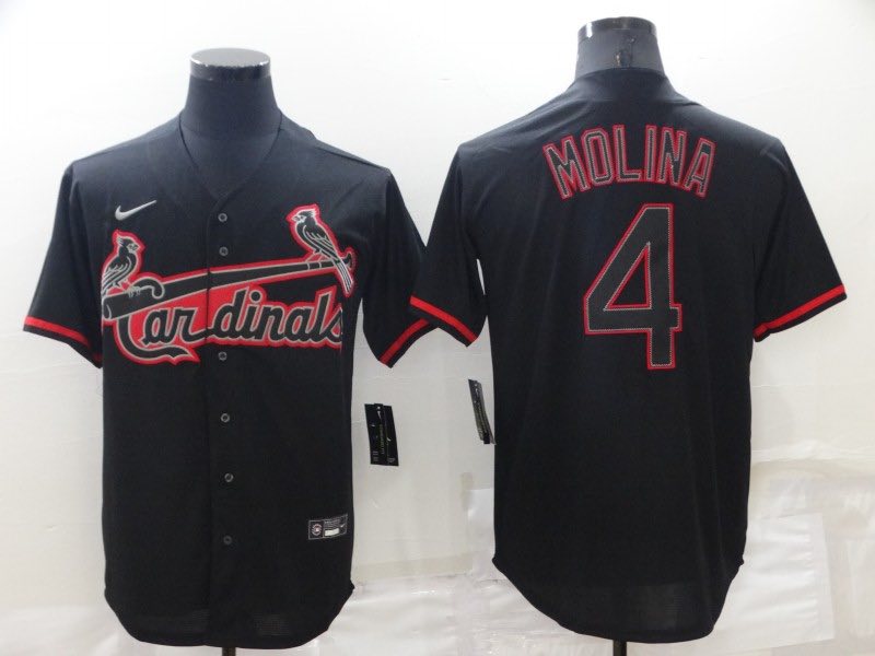 MLB St. Louis Cardinals #4 Molina Black Shadow Jersey