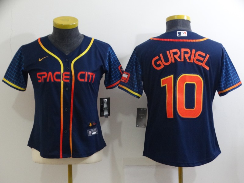 WOMENS MLB Houston Astros #10 Gurriel Space City Blue jersey