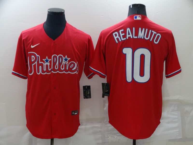 MLB Philadelphia Phillies #10 Realmuto Game Red Jersey