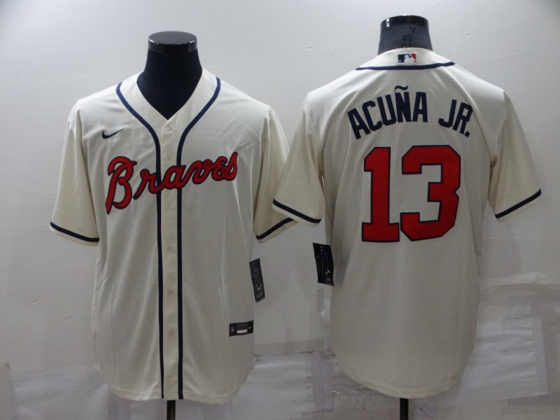 MLB Atlanta Braves #13 Acuna JR. Cream Game Jersey