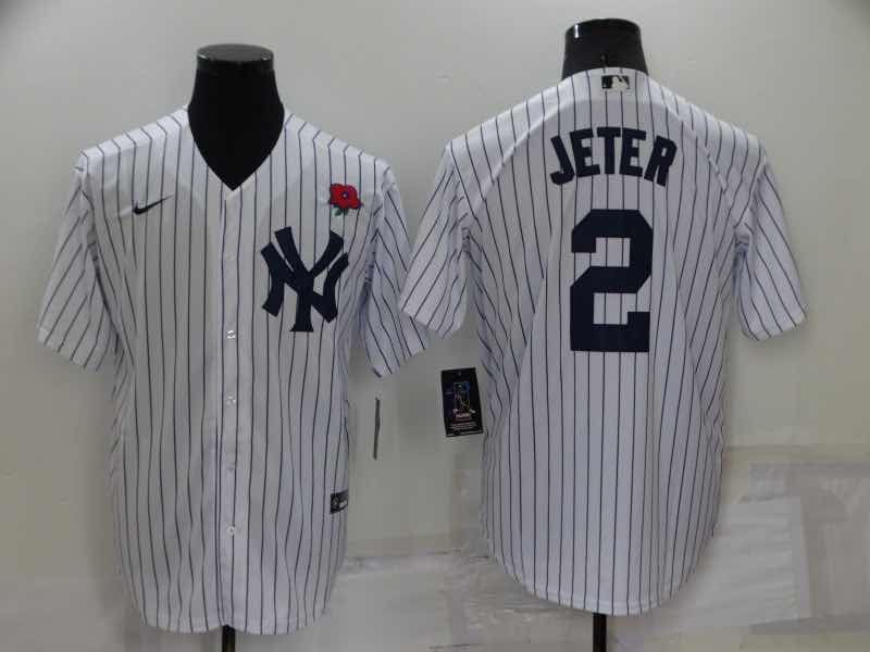 MLB New York Yankees #2 Jeter  White Game Jersey