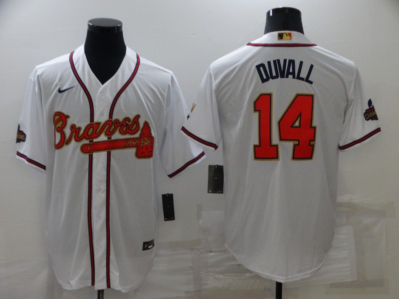MLB Atlanta Braves #14 Duvall White Game Jersey