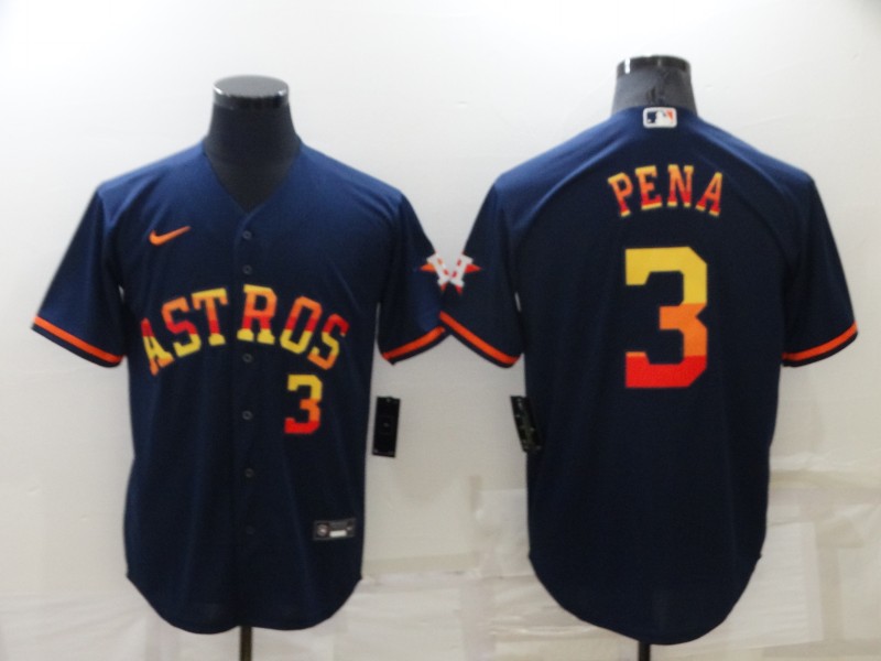 MLB Houston Astros #3 PENA Blue Rainbow Jersey