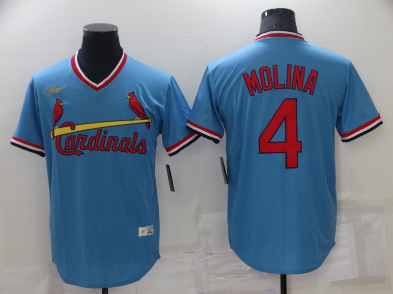 MLB St. Louis Cardinals #4 Molina Blue Game Jersey