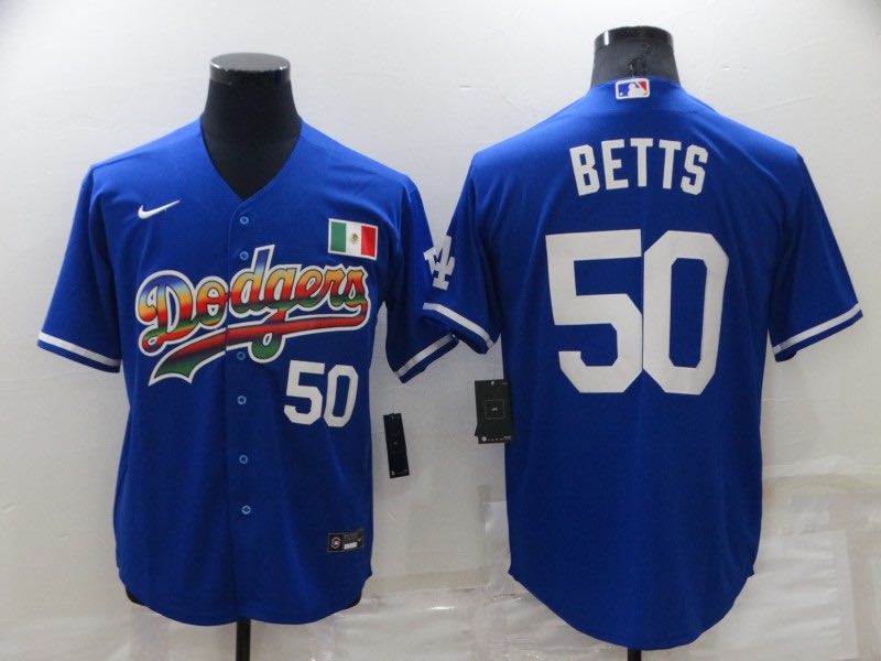 MLB Los Angeles dodgers #50 Betts Blue Game Jersey