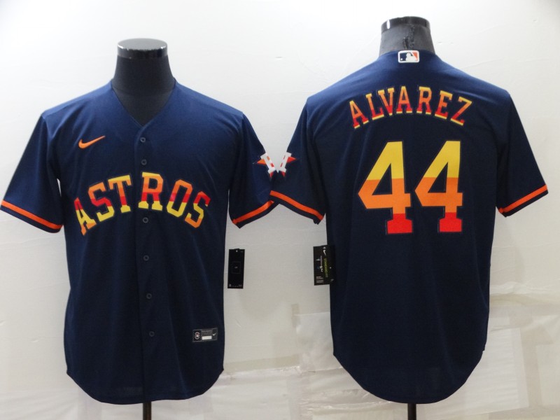 MLB Houston Astros #44 Alvarez Blue Rainbow Jersey