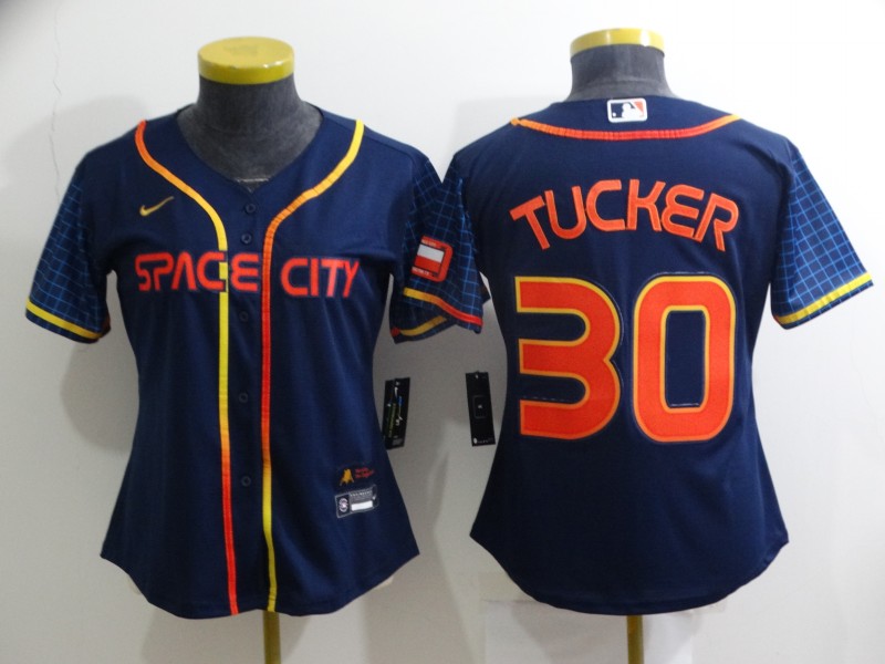 Kids MLB Houston Astros #30 Tucker Blue Rainbow Jersey