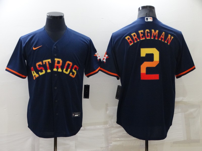 MLB Houston Astros #2 Bregman Blue Rainbow Jersey