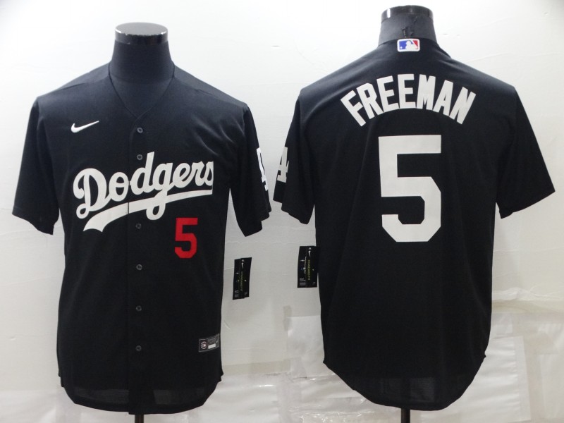 MLB Los Angeles Dodgers #5 Freeman Black Game Jersey