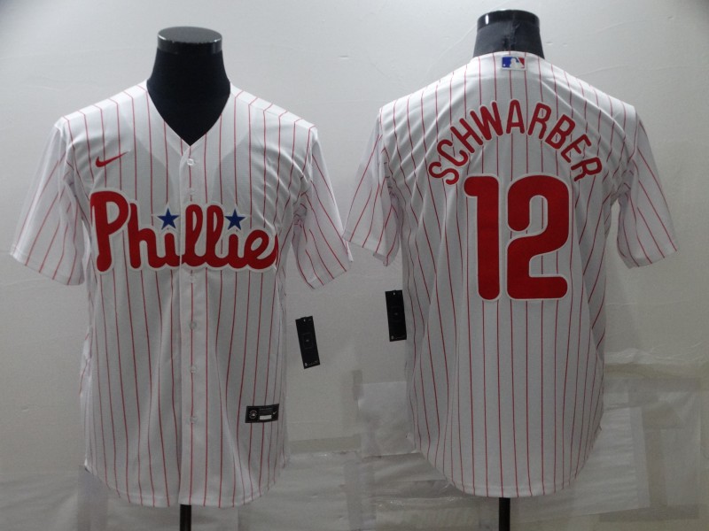 MLB Philadelphia Phillies #12 Schwarber white game jersey