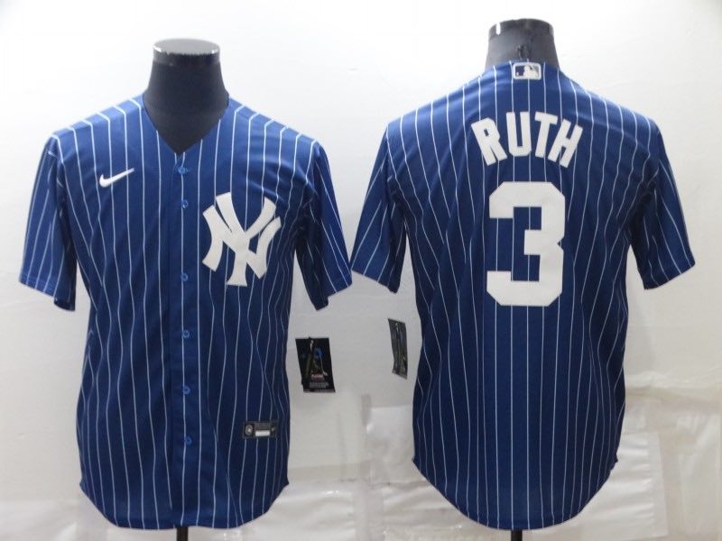 MLB New York Yankees #3 Ruth Pinstripe Game Jersey