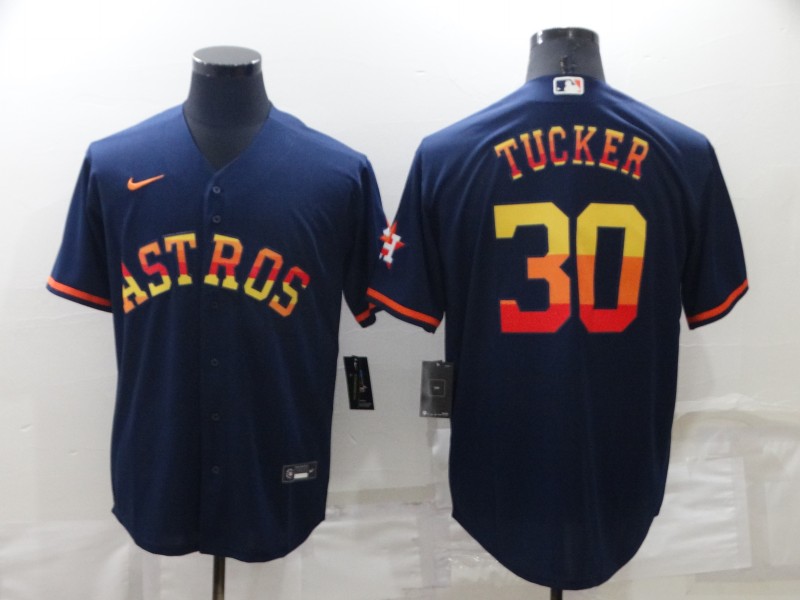 MLB Houston Astros #30 Tucker Blue Rainbow Jersey