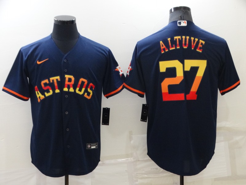 MLB Houston Astros #27 Altuve Blue Rainbow Jersey