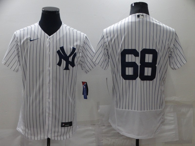MLB New York Yankees #68 Pinstripe elite White Jersey