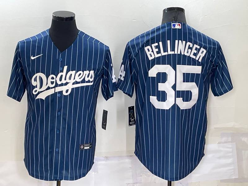MLB Los Angeles Dodgers #35 Bellinger Blue Pinstripe Game Jersey