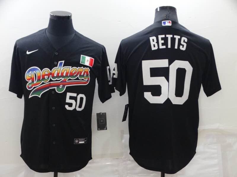 MLB Los Angeles dodgers #50 Betts Black Game Jersey