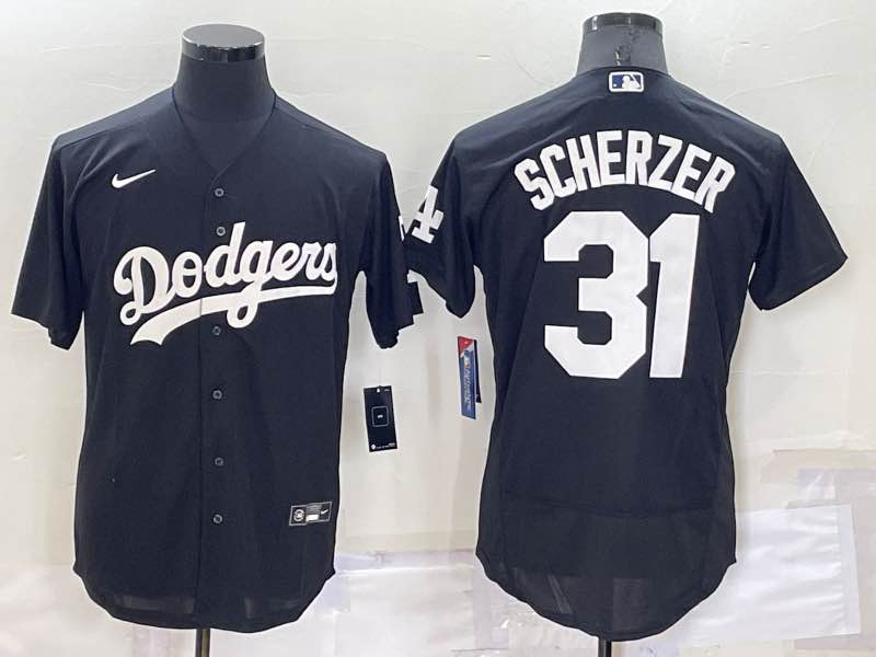 MLB Los Angeles Dodgers #31 Scherzer Black Pullover elite Jersey