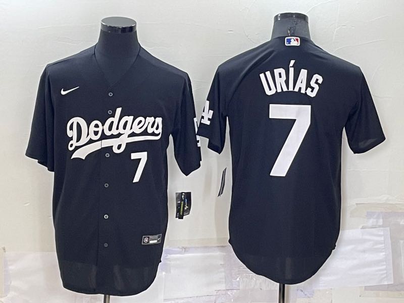 MLB Los Angeles Dodgers #7 Urias  Black Pullover Jersey