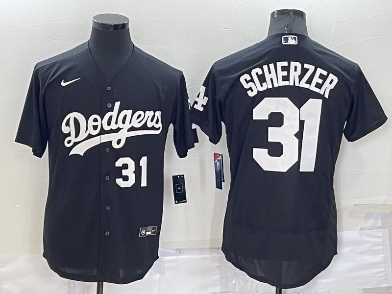 MLB Los Angeles Dodgers #31 Scherzer  Black Pullover Jersey