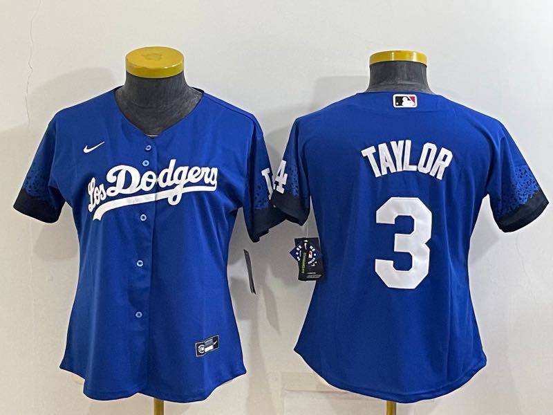 Womens MLB Los Angeles Dodgers #3 Taylor Blue space city Jersey