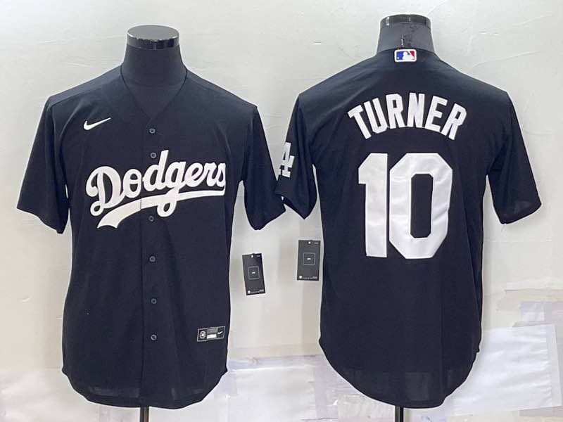 MLB Los Angeles Dodgers #10 Turner Elite Black Pullover Jersey