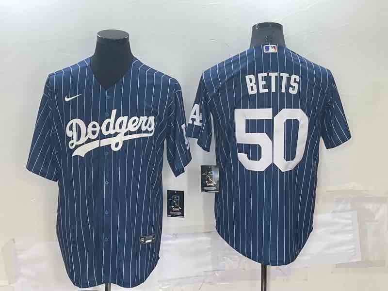 MLB Los Angeles Dodgers #50 betts Blue Throwback Jersey