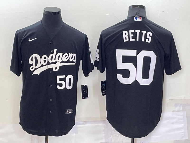 MLB Los Angeles Dodgers #50 Betts  Black Pullover Jersey