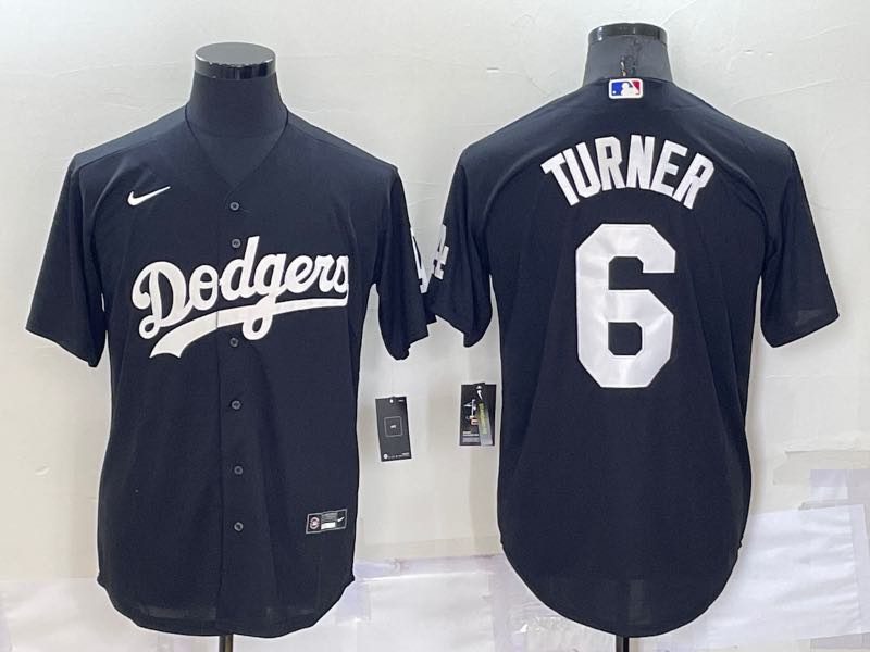 MLB Los Angeles Dodgers #6 Turner Black Pullover Jersey