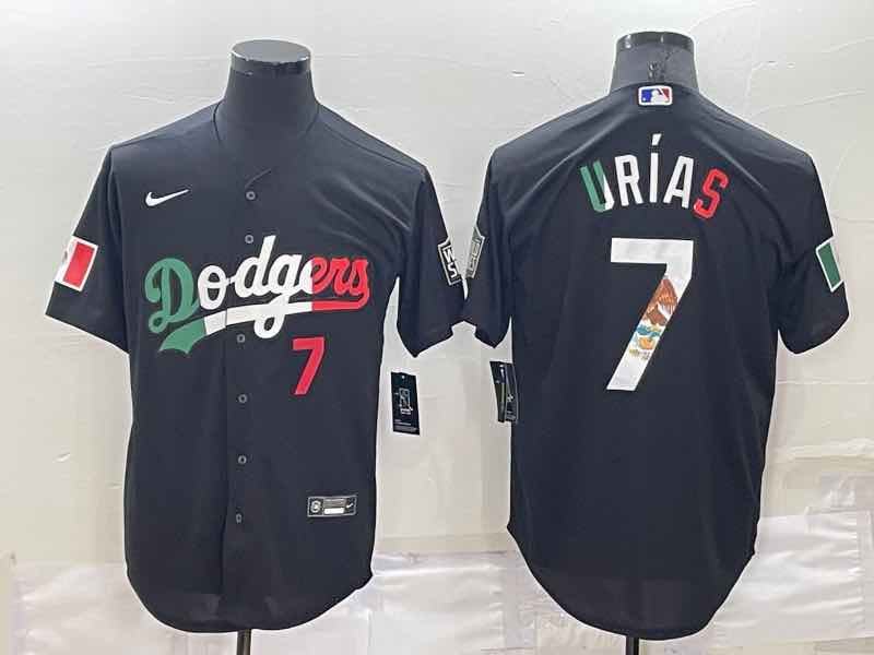 MLB Los Angeles Dodgers #7 Urias Mexico Black Jersey