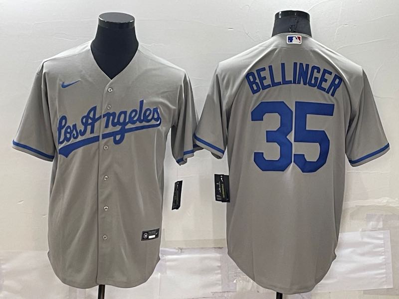 MLB Los Angeles Dodgers #35 Bellinger Grey Game Jersey