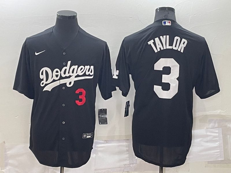 MLB Los Angeles Dodgers #3 Taylor  Black Pullover Jersey