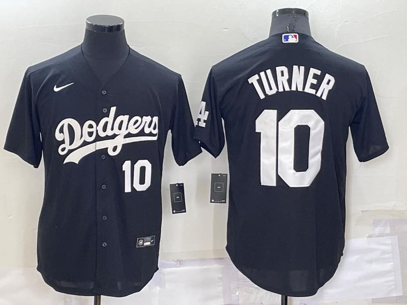 MLB Los Angeles Dodgers #10 Turner Black Pullover Jersey