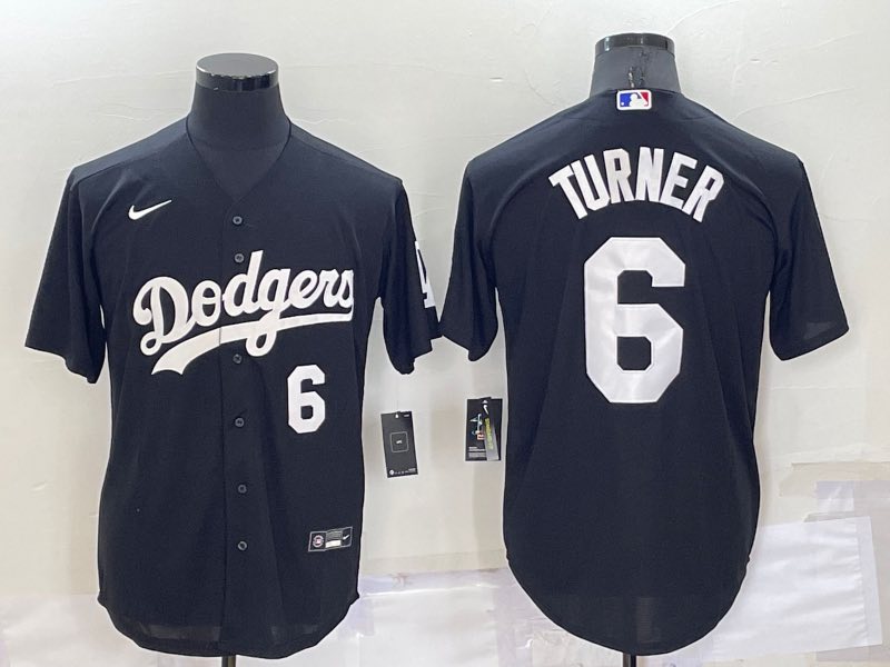 MLB Los Angeles Dodgers #6 Turner Black  Pullover Jersey