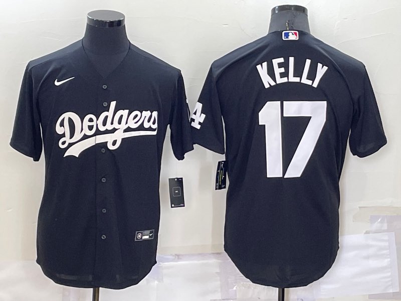 MLB Los Angeles Dodgers #17 Kelly  Black Pullover Jersey