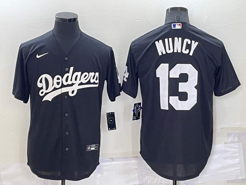 MLB Los Angeles Dodgers #13 Muncy  Black Pullover Jersey