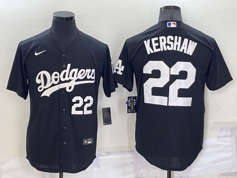 MLB Los Angeles Dodgers #22 Kershaw Black Pullover Jersey