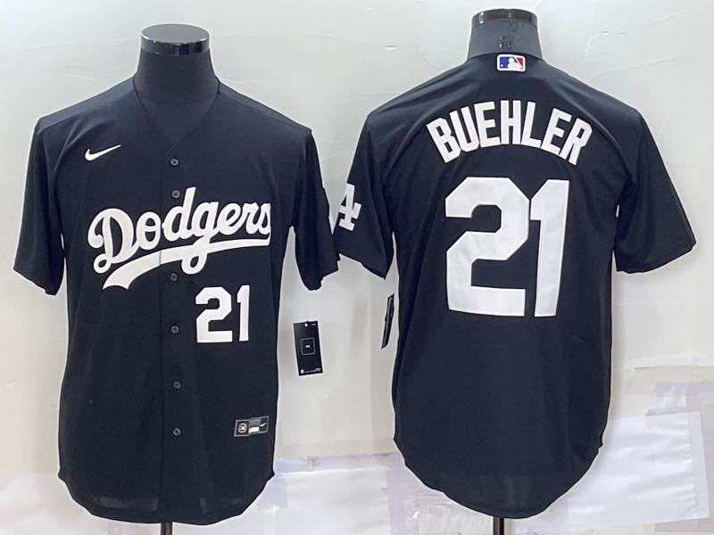 MLB Los Angeles Dodgers #21  Buehler Black Pullover Jersey