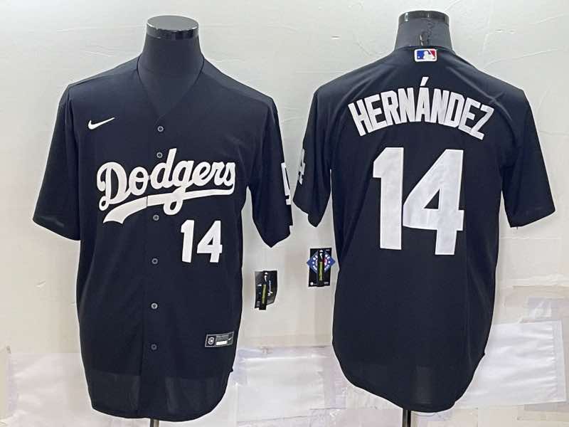 MLB Los Angeles Dodgers #14 Hernandez Black Pullover Jersey