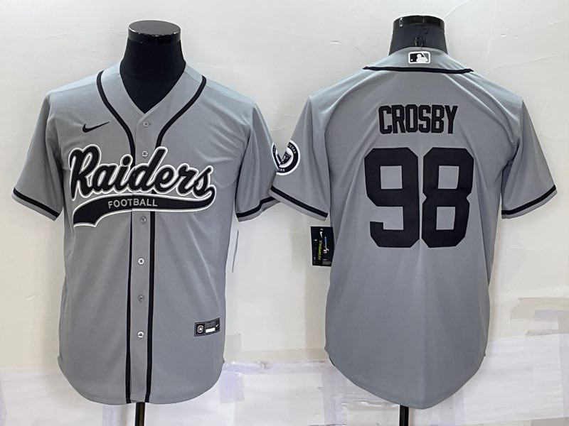 NFL Oakland Raiders #98 Crosby Grey Joint-design Jersey