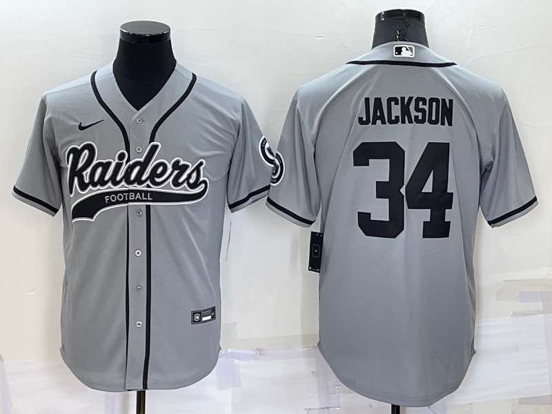 NFL Oakland Raiders #34 Jackson Grey Joint-design Jersey