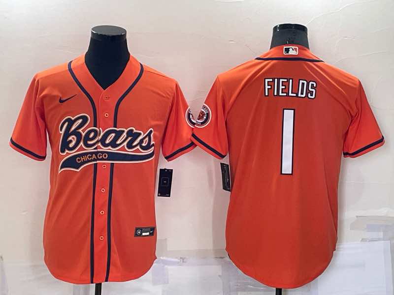 NFL Chicago bears #1 Fields Orange Joint-design Jersey