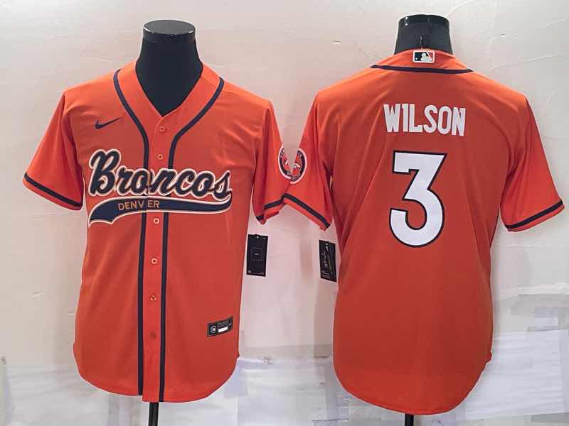 NFL Denver Broncos #3 WILSON Orange Joint-design Jersey