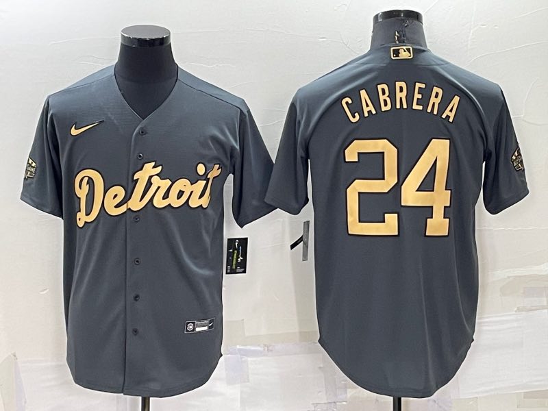 MLB Detroit Tigers #24 Cabrera Grey  All Star Jersey